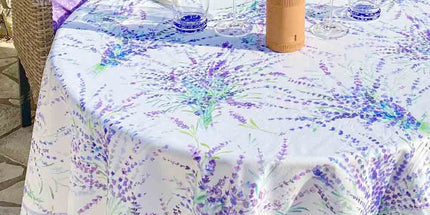 Nappe ronde coton enduit 180 cm Portofino - Motif lavande provençale