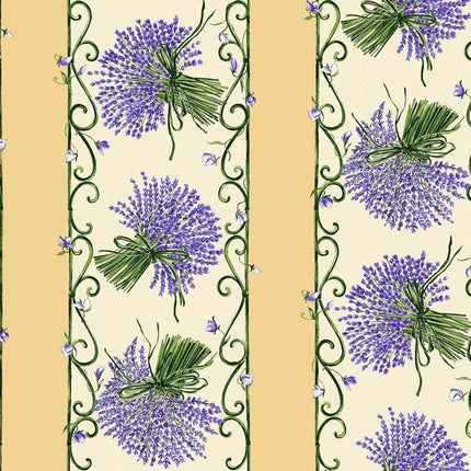 Nappe bouquet de lavande écru bleu coton 3m/1m60