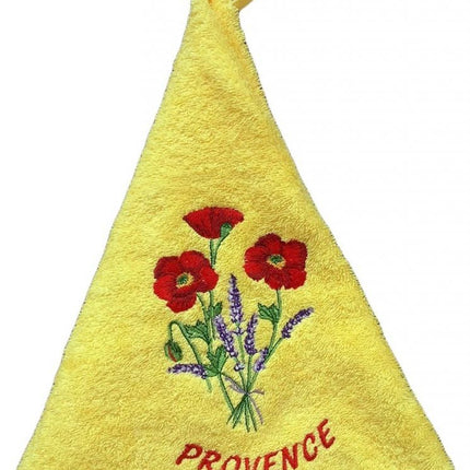 Essuie main rond en éponge coquelicot  lavande jaune