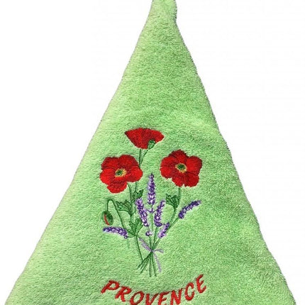 Essuie main rond en éponge coquelicot  lavande vert
