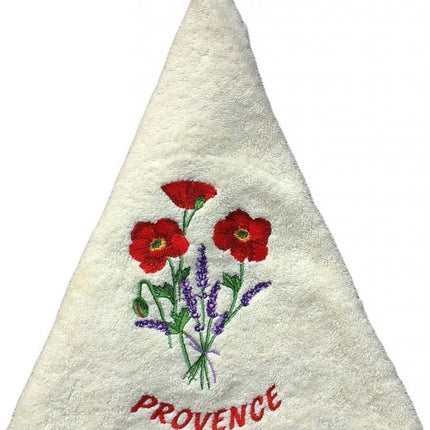 Essuie main rond en éponge coquelicot  lavande écru