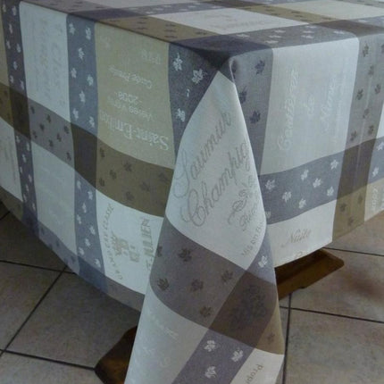 Nappe coton tissé jacquard traité téflon dupont sommelier écru beige 2m50/1m80