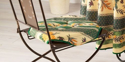 Coussin de chaise 4 rabats tournesol abeille vert