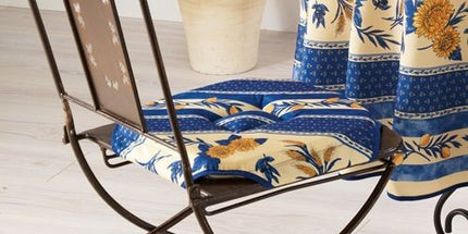 Coussin de chaise 4 rabats tournesol abeille bleu