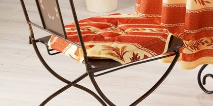 Coussin de chaise 4 rabats tournesol abeille brique