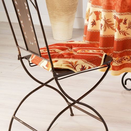 Coussin de chaise 4 rabats tournesol abeille brique