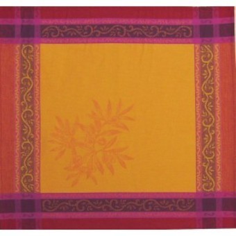 Serviette jacquard olive jaune rouge