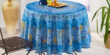 Nappe ronde anti tache sans repassage Glycine et Lavande bleue 1m80