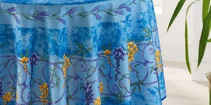 Nappe ronde anti tache sans repassage Glycine et Lavande bleue 1m80