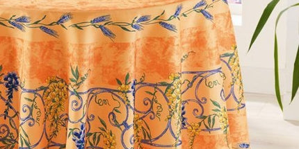 Nappe ronde anti tache sans repassage Glycine et Lavande saumon 1m80