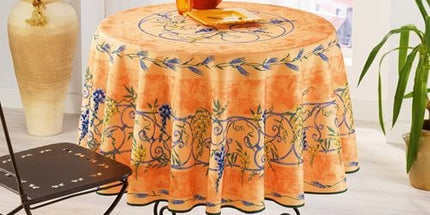 Nappe ronde anti tache sans repassage Glycine et Lavande saumon 1m80