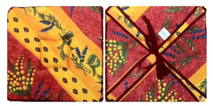 Coussin de chaise 4 rabats mimosa citron lavande rouge