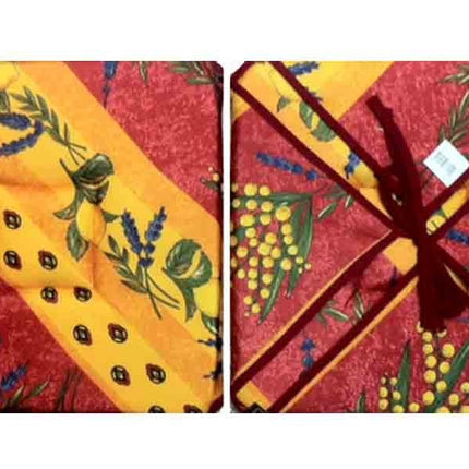 Coussin de chaise 4 rabats mimosa citron lavande rouge