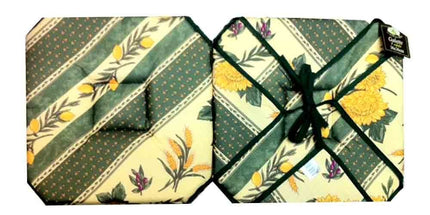 Coussin de chaise 4 rabats tournesol abeille vert