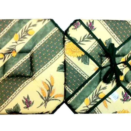 Coussin de chaise 4 rabats tournesol abeille vert
