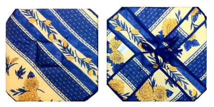 Coussin de chaise 4 rabats tournesol abeille bleu