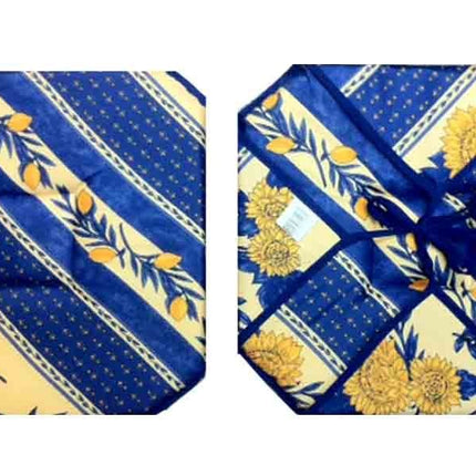 Coussin de chaise 4 rabats tournesol abeille bleu
