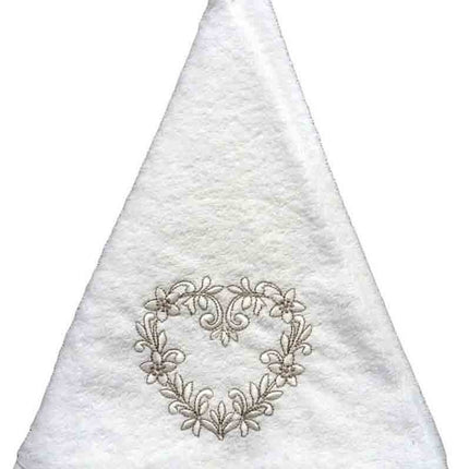 Essuie main rond en éponge coeur blanc