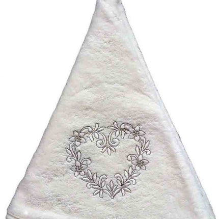 Essuie main rond en éponge coeur écru