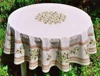 Nappe ronde coton Clos des oliviers écru