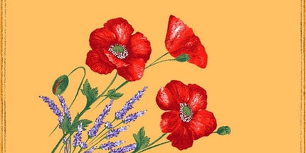 Serviette coquelicot lavande jaune  40 cm /40cm