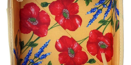 Serviette coquelicot lavande jaune  40 cm /40cm