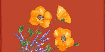 Serviette coquelicot lavande rouge  40 cm /40cm