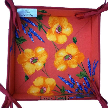 Corbeille à pain coquelicot lavande rouge