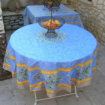 Nappe ronde 1 m 80 coton Clos des oliviers bleu