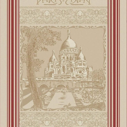 Torchon coton tissé Jacquard sacré coeur