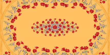 Nappe coton coquelicot lavande jaune 2m50/1m55