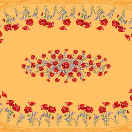 Nappe coton coquelicot lavande jaune 2m50/1m55