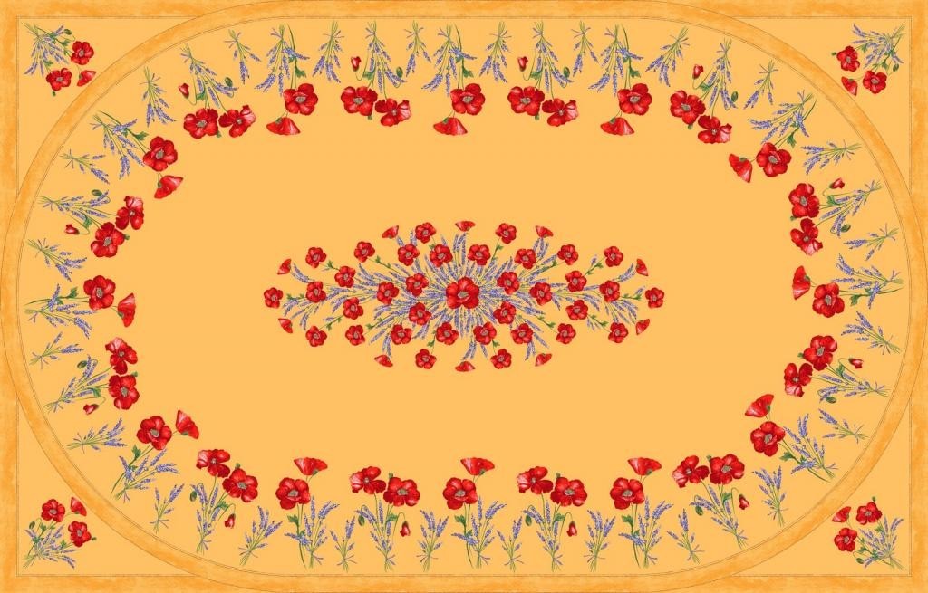 Nappe coton coquelicot lavande jaune 2m50/1m55