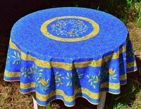 Nappe ronde 1 m 80 coton Cigale bleu