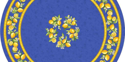 Nappe ronde coton citron bleu1m80