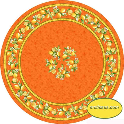 Nappe ronde coton enduite citron orange 1m80