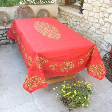 Nappe coton Clos des oliviers rouge 2m50/1m60