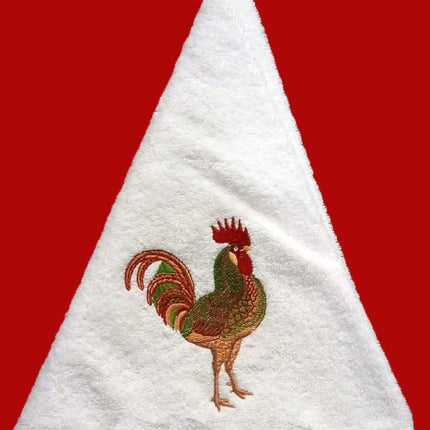 Essuie main rond en éponge coq blanc