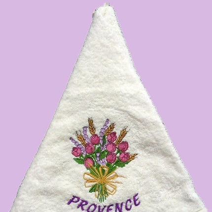 Essuie main rond en éponge rose lavande écru