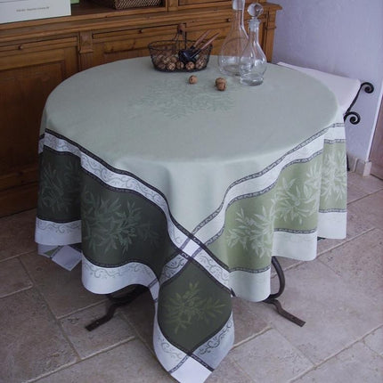 Nappe jacquard traitée téflon 2m/1m60 olive vert