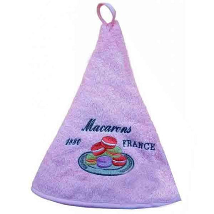 Essuie main rond en éponge macaron France rose
