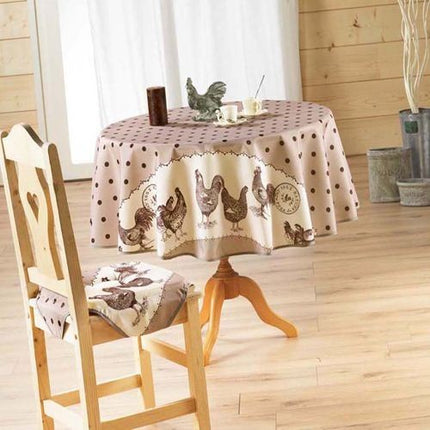 Nappe ronde anti tache sans repassage belle époque choco 1m80