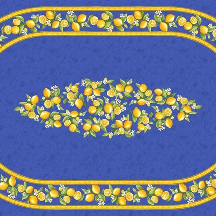 Nappe coton enduit  plastifiée citron bleu 2m50 / 1m55