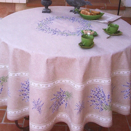 Nappe ronde coton enduit valensole lin 1m80