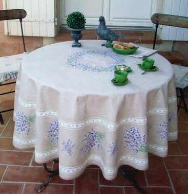 Nappe ronde coton enduit valensole lin 1m80