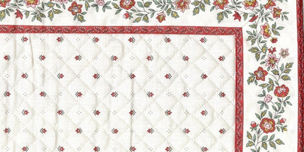 Set de table exclusif cadré blanc rouge fleur blanc