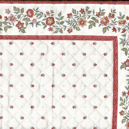 Set de table exclusif cadré blanc rouge fleur blanc