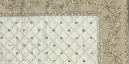 Set de table exclusif cadré ecru beige fleur beige