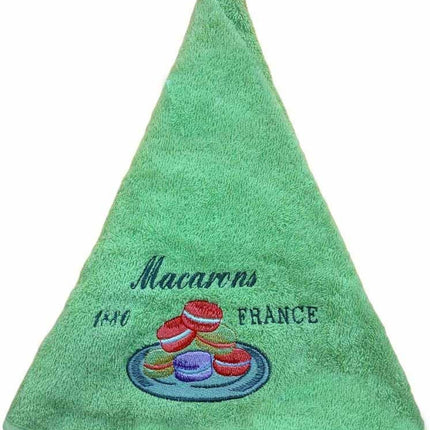 Essuie main rond en éponge macaron France vert