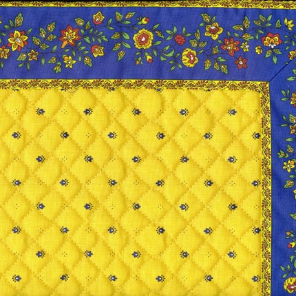 Set de table exclusif cadré jaune bleu fleur bleu